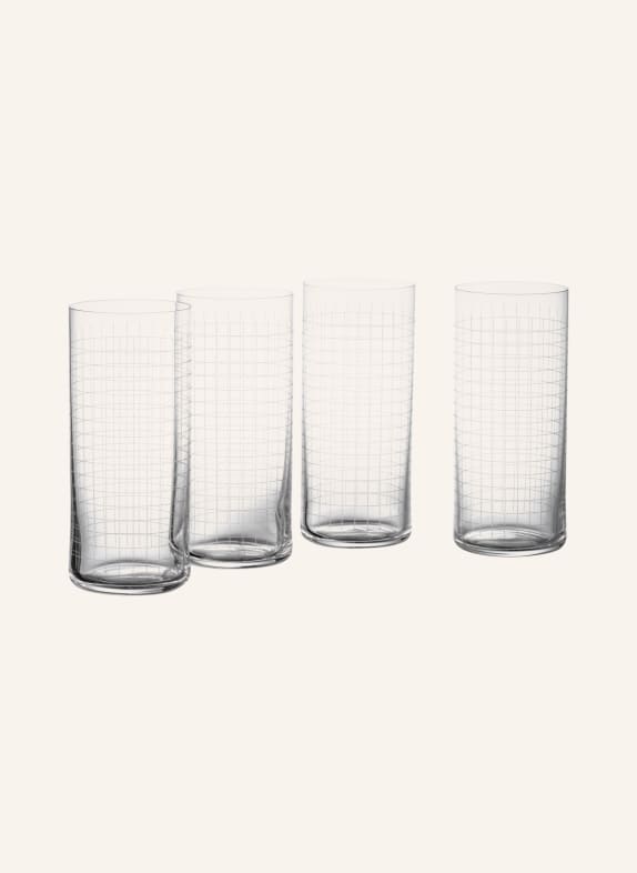 NUDE Set of 4 tall drinking glasses FINESSE GRID - clear