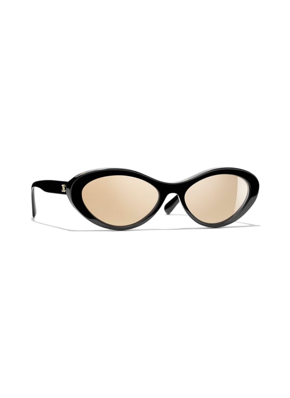 CHANEL Wąskie okulary przeciwsłoneczne C622T6 – CZARNY / ZŁOTY, LUSTRZANE SZKŁA