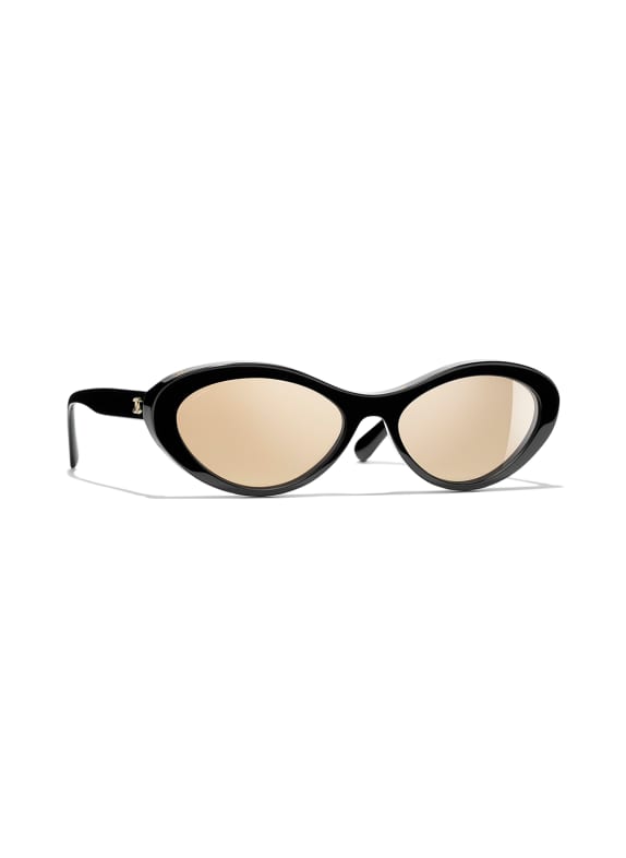 CHANEL Katzenaugenförmige Sonnenbrille  C622T6 - SCHWARZ/ GOLD VERSPIEGELT