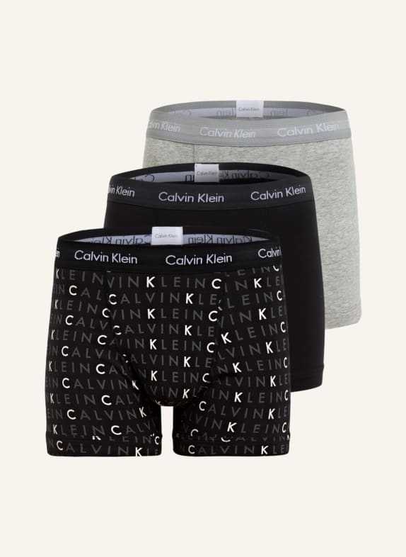 Calvin Klein Boxerky COTTON STRETCH, 3 kusy v balení  ČERNÁ/ ŠEDÁ MELÍROVANÁ