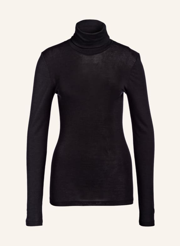 HANRO Turtleneck shirt WOOLEN SILK made of merino wool with silk BLACK