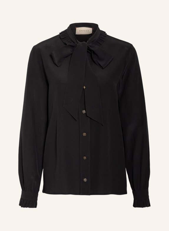 GUCCI Schluppenbluse aus Seide SCHWARZ