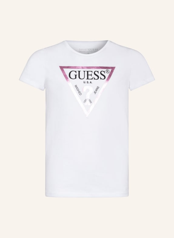 GUESS T-Shirt WEISS/ SCHWARZ/ NEONLILA