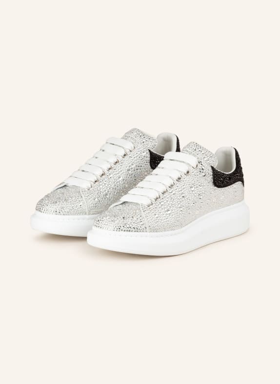 Alexander McQUEEN Sneakers with decorative gems SILVER/ BLACK
