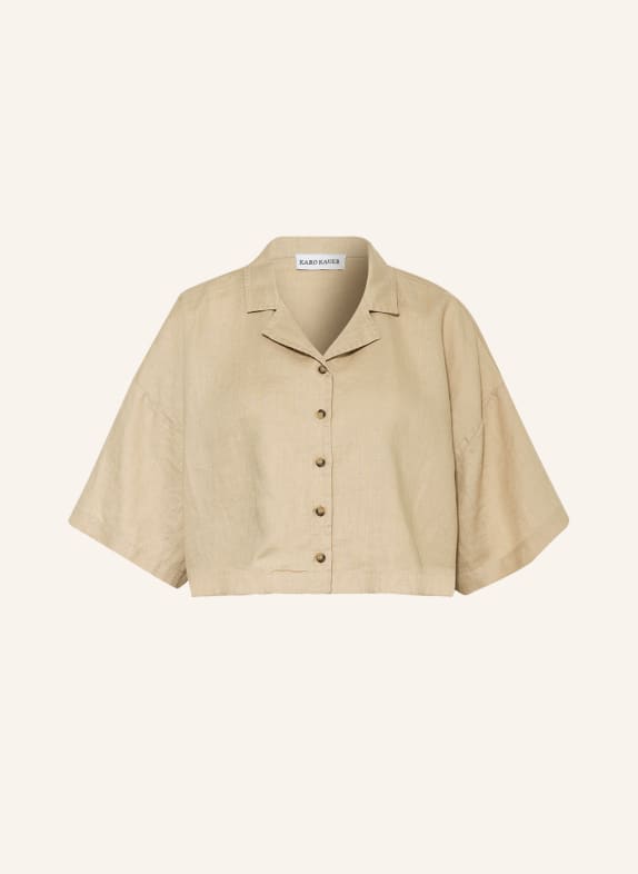KARO KAUER Cropped blouse made of linen BEIGE