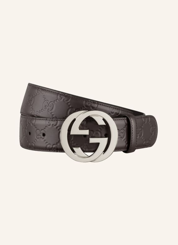 GUCCI Leather belt 2140 COCOA/ COCOA