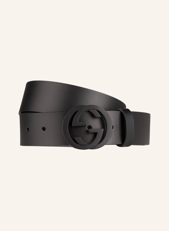 GUCCI Leather belt GG BLACK