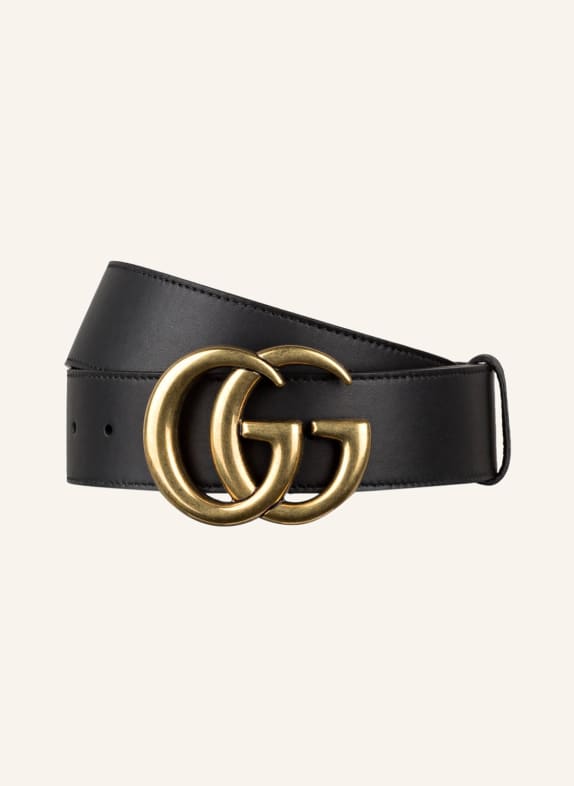 GUCCI Leather belt GG MARMONT BLACK