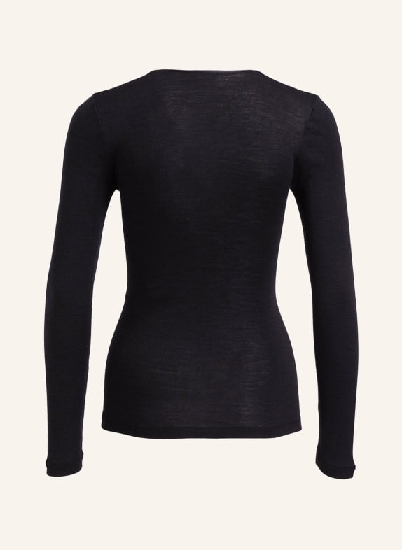 HANRO Longsleeve WOOLEN SILK van merinowol met zijde ZWART