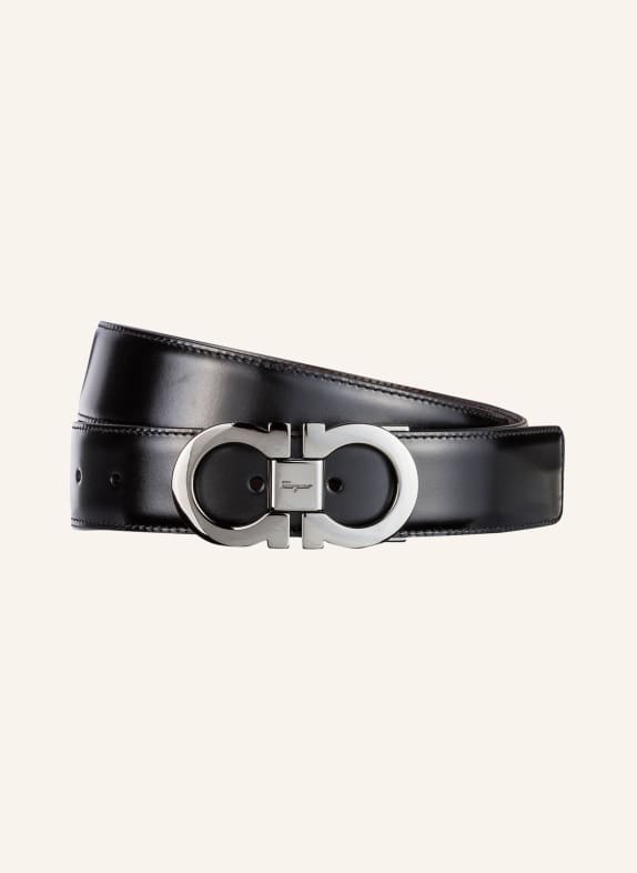 FERRAGAMO Reversible leather belt BLACK/ DARK BROWN