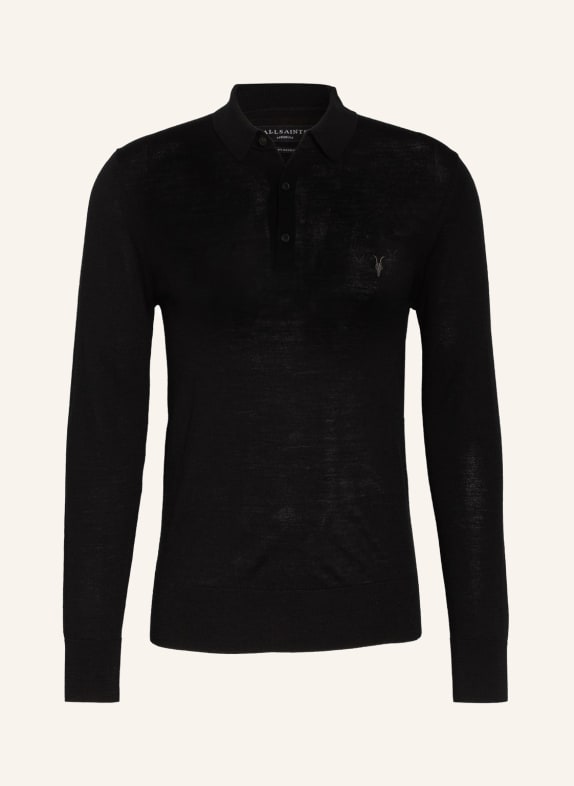 ALLSAINTS Knitted polo shirt MERINO BLACK
