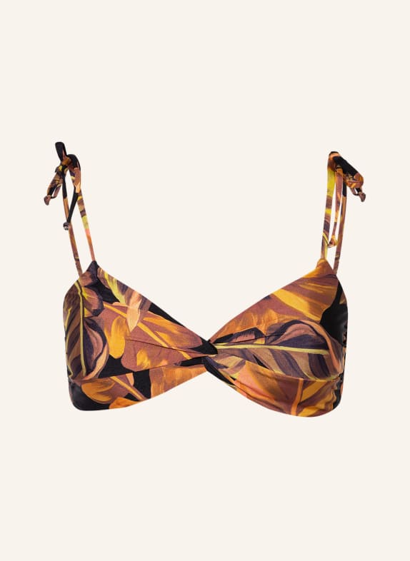 JETS Australia Bralette-Bikini-Top PALMAS SCHWARZ/ DUNKELGELB/ DUNKELORANGE
