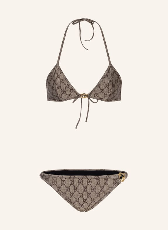 GUCCI Bikini trójkątne BEŻOWY/ OLIWKOWY