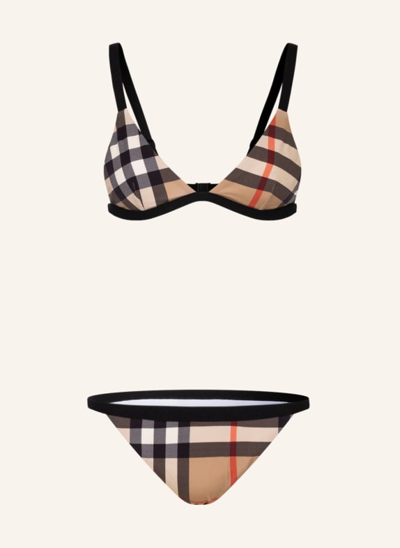 BURBERRY Triangel-Bikini BEIGE/ ROT/ SCHWARZ