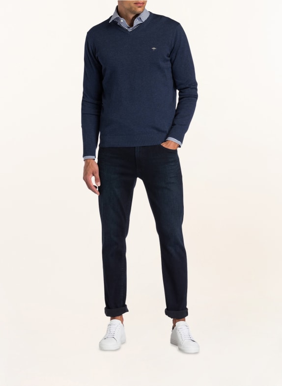 FYNCH-HATTON trui DONKERBLAUW GEMELERKT