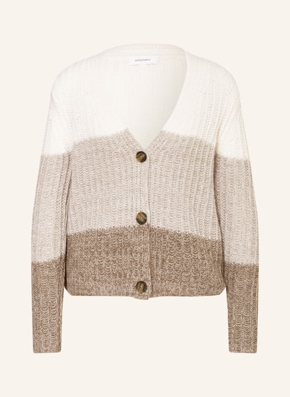 darling harbour Cardigan with cashmere ECRU/ TAUPE/ LIGHT GRAY