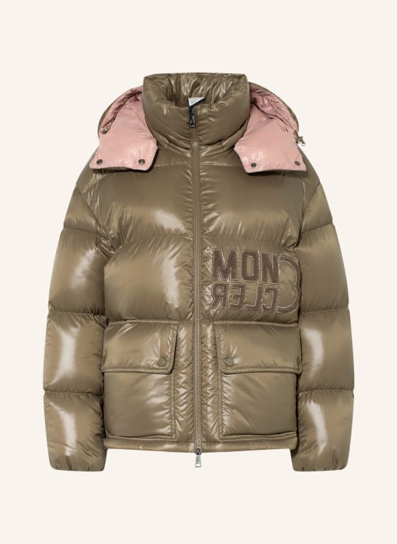 MONCLER Down jacket ABBAYE with removable hood BEIGE/ LIGHT PINK