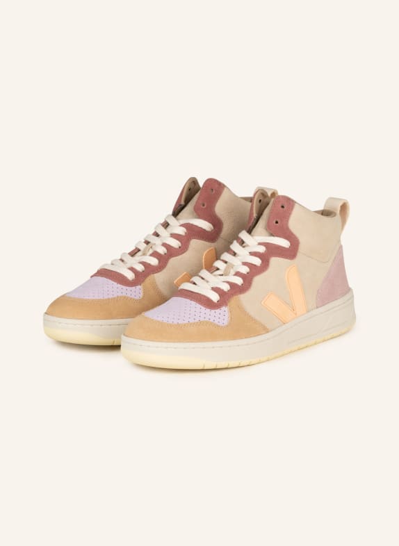 VEJA Wysokie sneakersy V-15 BEŻOWY / JASNOFIOLETOWY