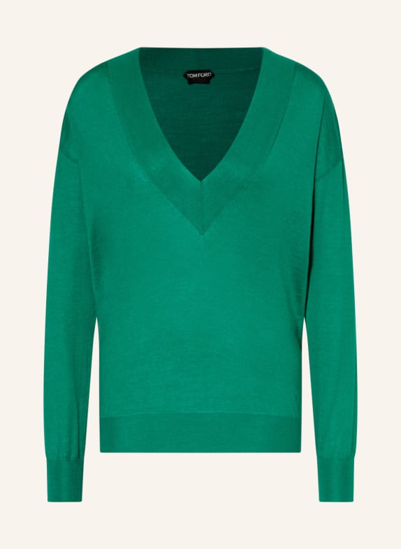 TOM FORD Sweter z kaszmiru ZIELONY