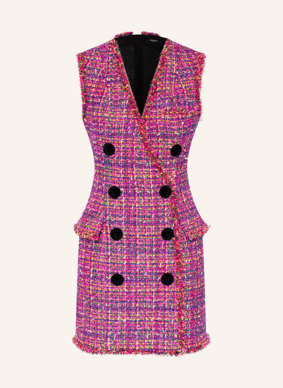 BALMAIN Tweed dress NEON PINK/ NEON YELLOW/ GREEN