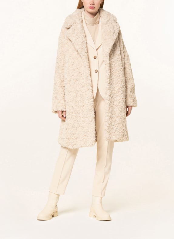 MARC CAIN Płaszcz ze sztucznego futra 612 soft bisque