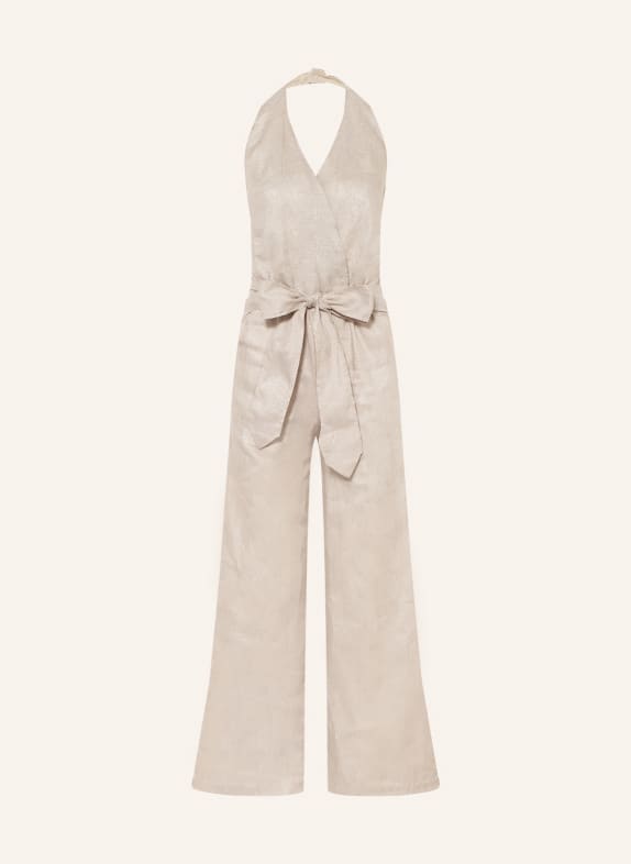 MIRYAM Linen jumpsuit with glitter thread GOLD/ BEIGE