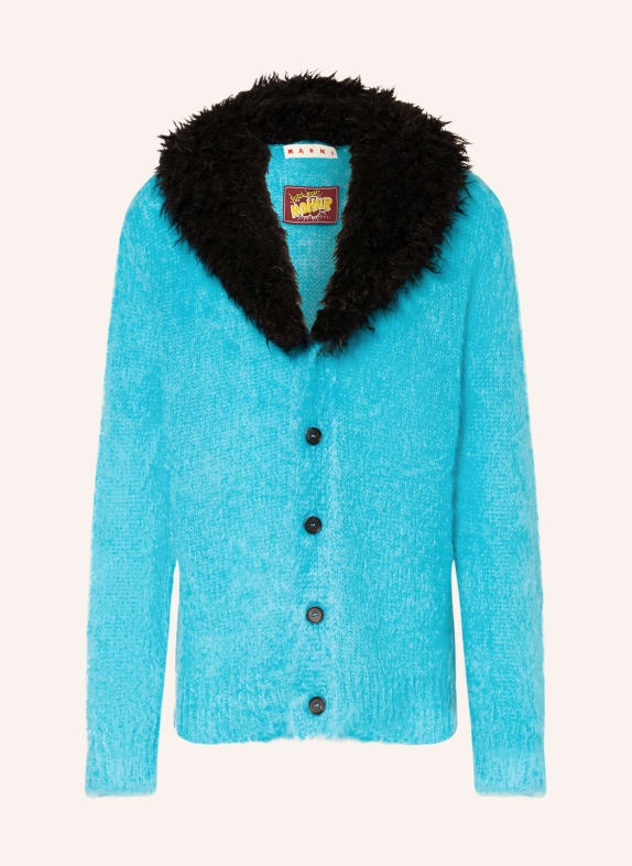 MARNI Oversized cardigan made of mohair NEON BLUE/ BLACK