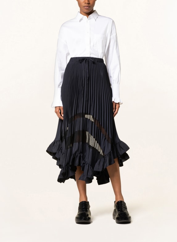 CLAUDIE PIERLOT Plisseerock mit Volants DUNKELBLAU