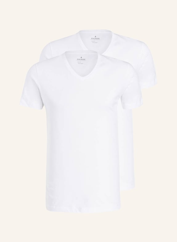 RAGMAN 2-pack V-neck shirts WHITE