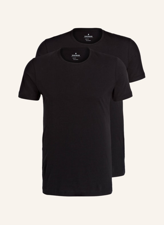 RAGMAN 2-pack T-shirts BLACK