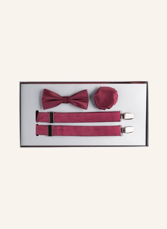 MONTI Set: Suspenders and bow tie DARK RED