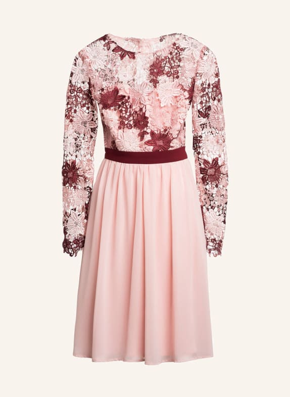 Chi Chi LONDON Cocktailkleid mit Spitzenbesatz ROSA / DUNKELROT