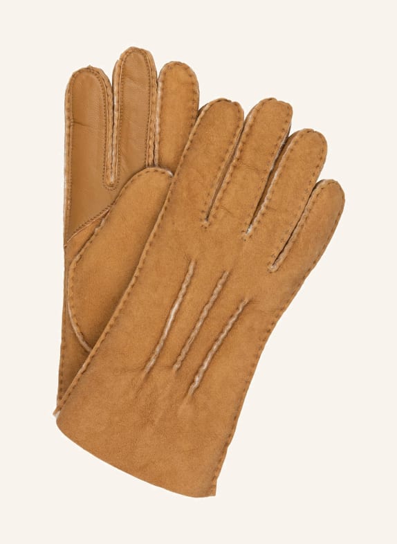 UGG Skórzane rękawiczki CAMELOWY