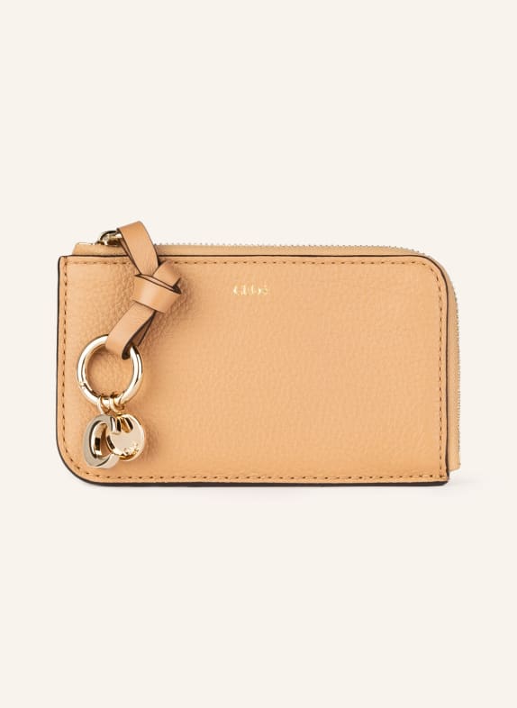Chloé Etui na karty ALPHABET z małą kieszonką CAMELOWY