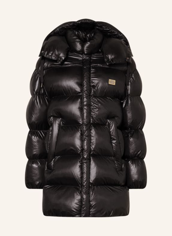 DOLCE & GABBANA Oversized quilted vest with removable hood BLACK