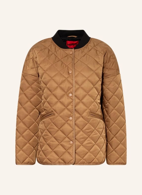 HUGO Oversized quilted jacket FRANDIE COGNAC