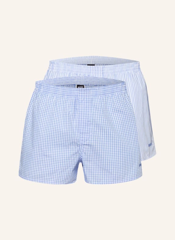 BOSS 2-pack woven boxer shorts LIGHT BLUE/ WHITE