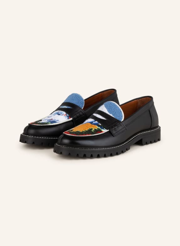 FILLING PIECES Penny-Loafer SUMMIT SCHWARZ/ HELLBLAU/ WEISS