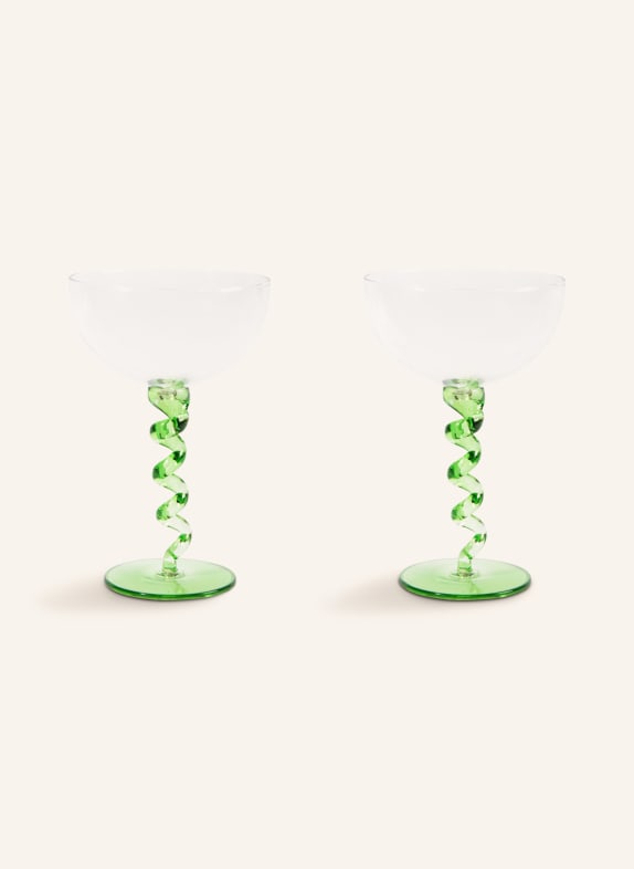 &k amsterdam Set of 2 bowls ICE SPIRAL WHITE/ GREEN
