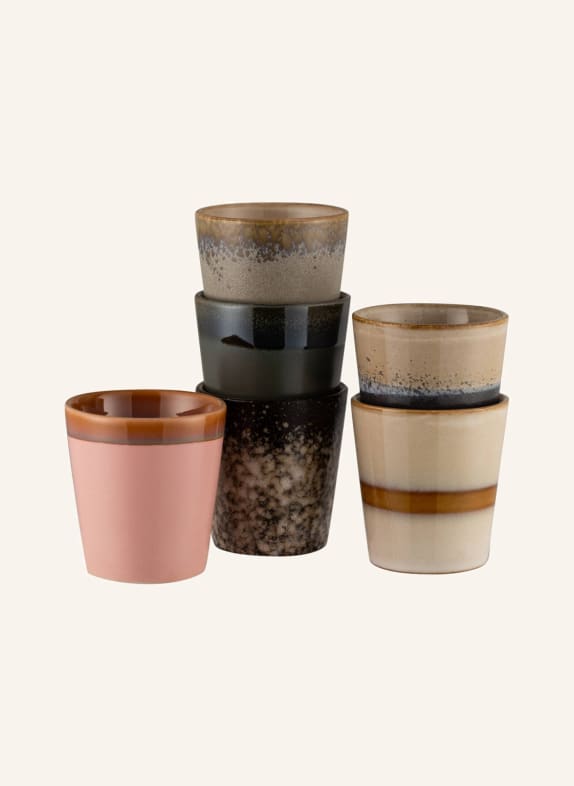 HK living Set of 6 mugs BEIGE/ LIGHT BROWN/ BLACK