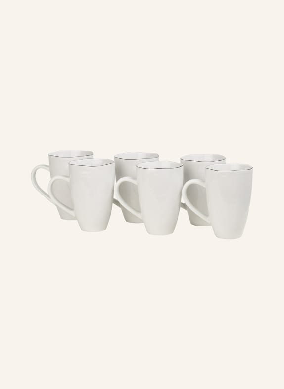 BROSTE COPENHAGEN Set of 6 Mugs SALT WHITE/ BLACK