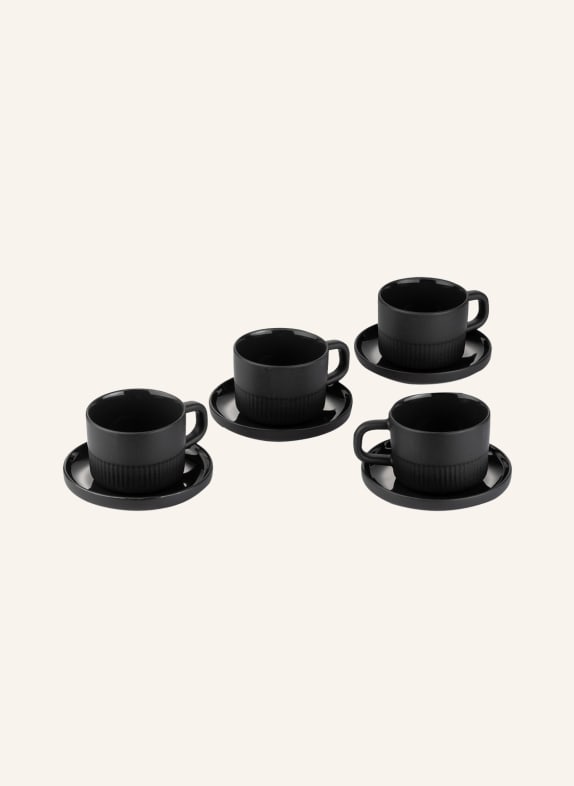 Marc O'Polo Set of 4 espresso cups MOMENTS with saucer BLACK