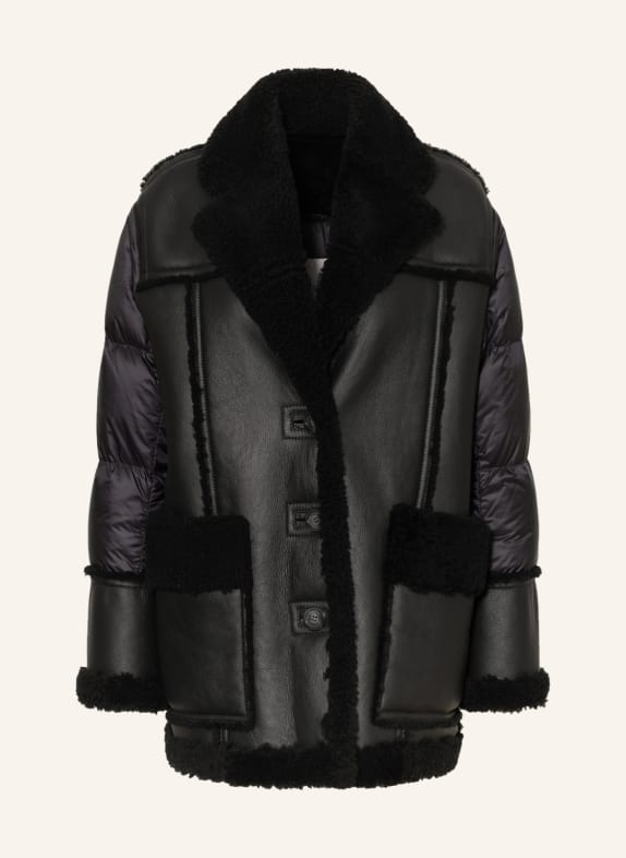 MONCLER Down jacket ILAY in mixed materials with real fur BLACK
