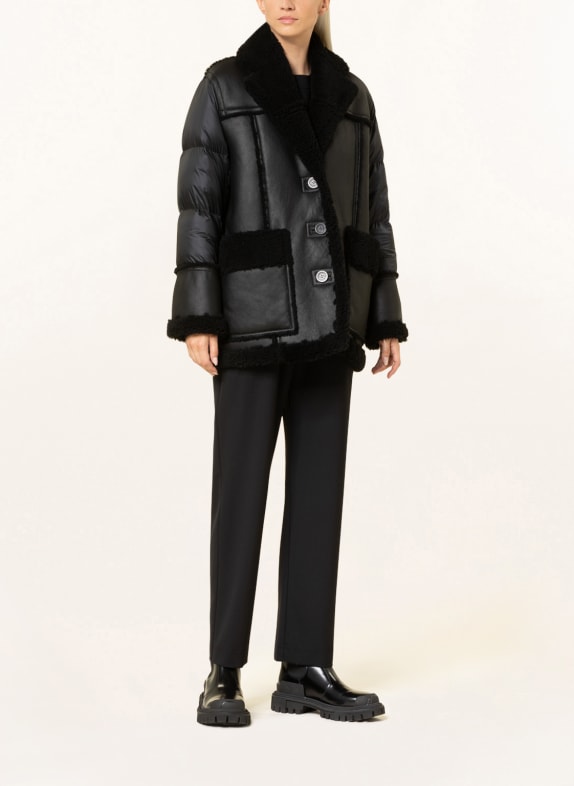 MONCLER Down jacket ILAY in mixed materials with real fur  BLACK
