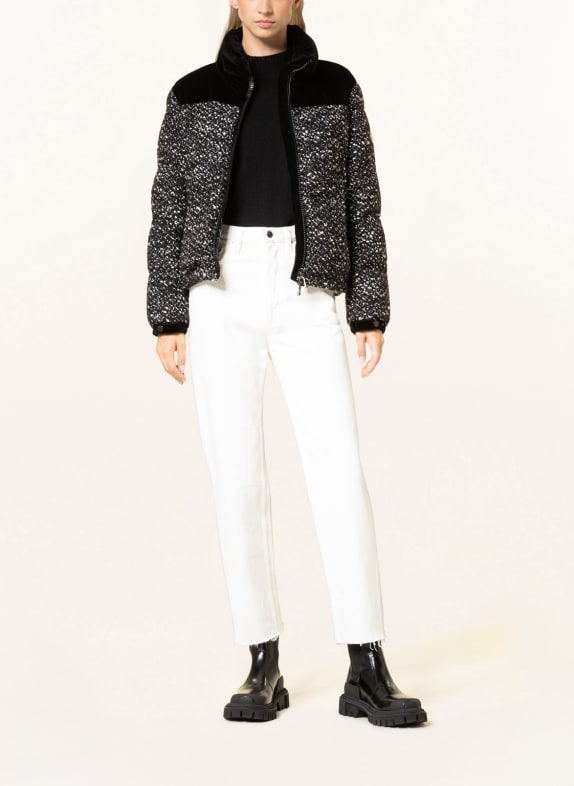 MONCLER Down jacket GIROTTE with tweed BLACK/ WHITE