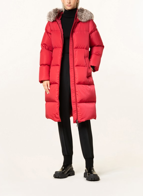 MONCLER Down coat MARRIONNIER with detachable faux fur RED