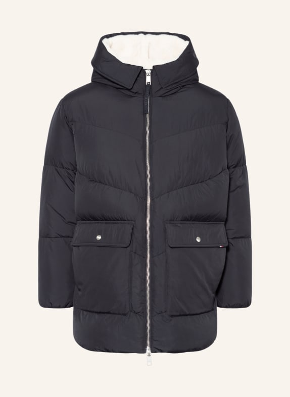 TOMMY HILFIGER Quilted jacket with faux fur DARK BLUE