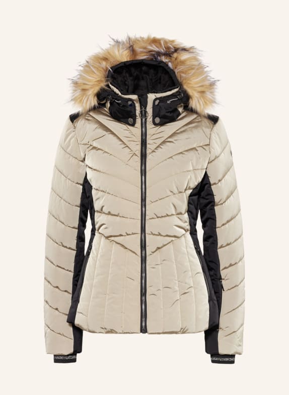 LUHTA Ski jacket KATINEN with faux fur BEIGE/ BLACK