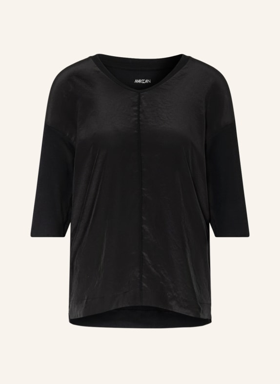 MARC CAIN Shirt blouse with 3/4 sleeve in mixed materials 900 BLACK