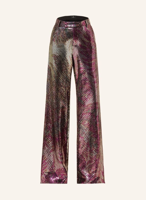 ETRO Wide leg trousers ARTEMISIA with sequins DARK RED/ OLIVE